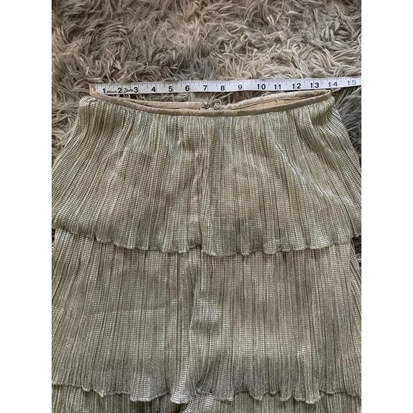 SAYLOR Skirt Womens Size Medium Platinum Silver Metallic Tiered Party Cocktail - Picture 5 of 7